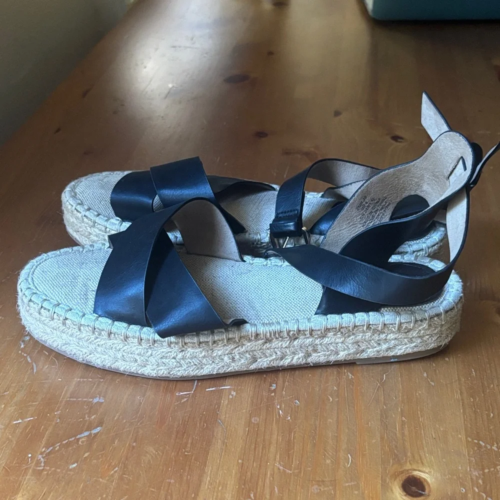 H&M Black Crisscross Espadrille Platform Sandals